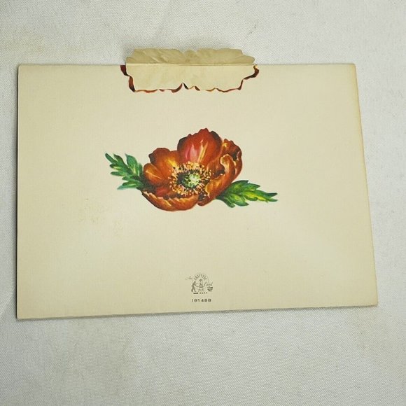 Vintage UNUSED Belated Birthday Poppy Die-Cut Embossed Artistic Greeting Card - Picture 7 of 14